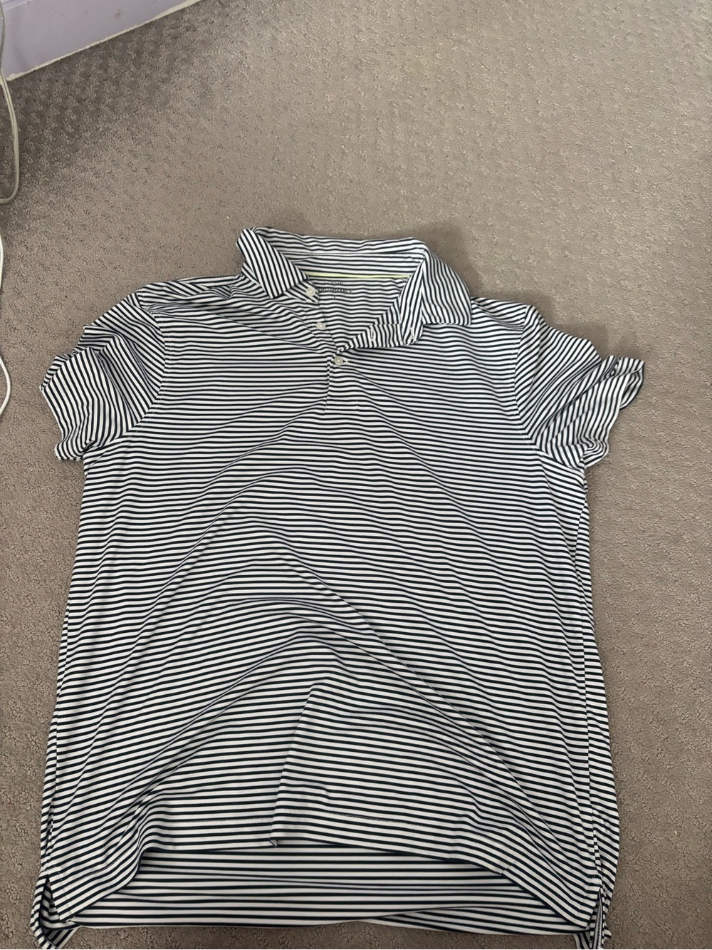 Mens J Crew Polo Shirt - Black & White Stripes